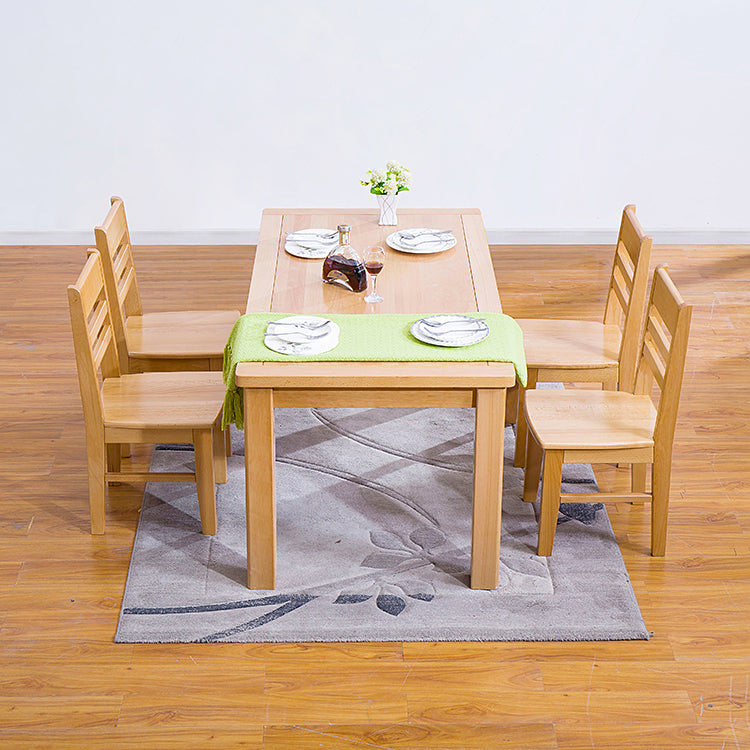 Rectangle Beech Wood Table in Nature Modern Dining Table with 4 Legs for Restaurant