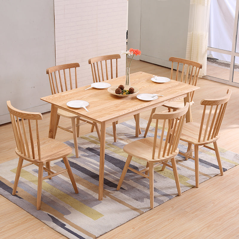 Rectangle Ash Wood Table in Nature/Walnut Modern Dining Table with 4 Legs for Restaurant