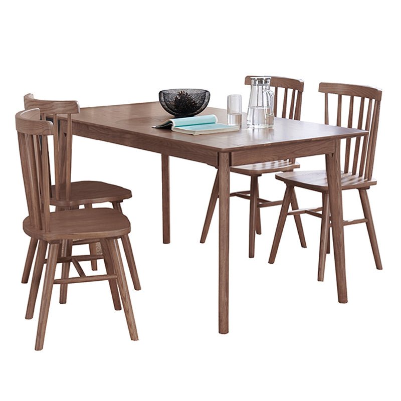 Rectangle Ash Wood Table in Nature/Walnut Modern Dining Table with 4 Legs for Restaurant