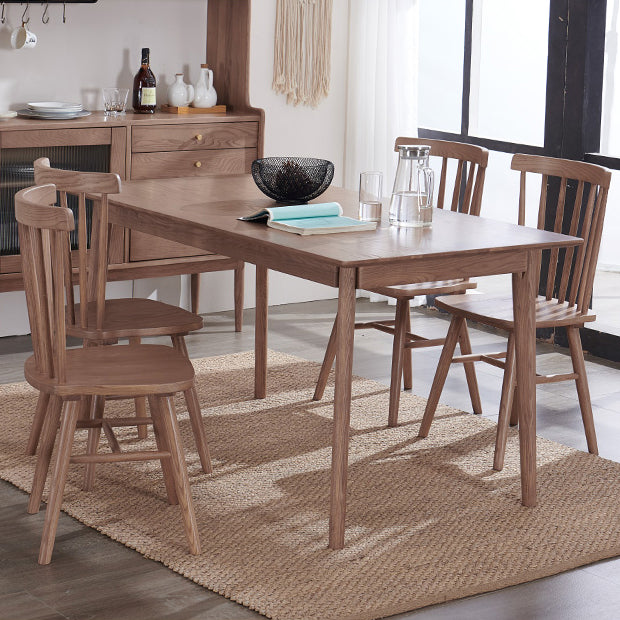 Rectangle Ash Wood Table in Nature/Walnut Modern Dining Table with 4 Legs for Restaurant