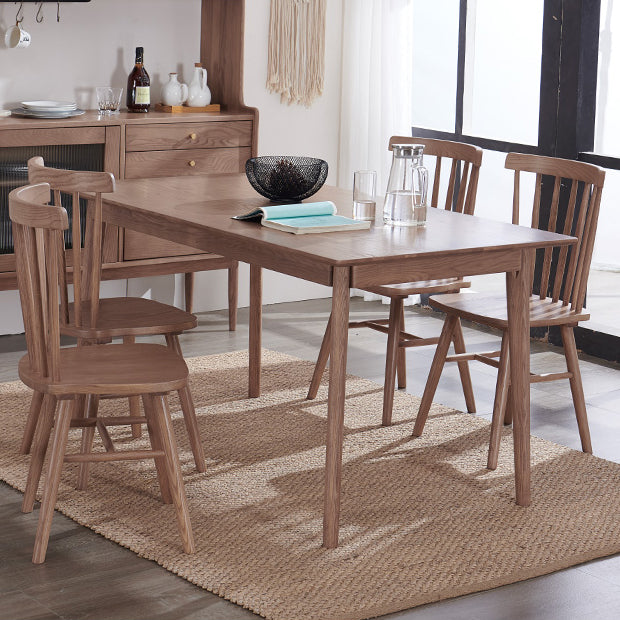 Rectangle Ash Wood Table in Nature/Walnut Modern Dining Table with 4 Legs for Restaurant