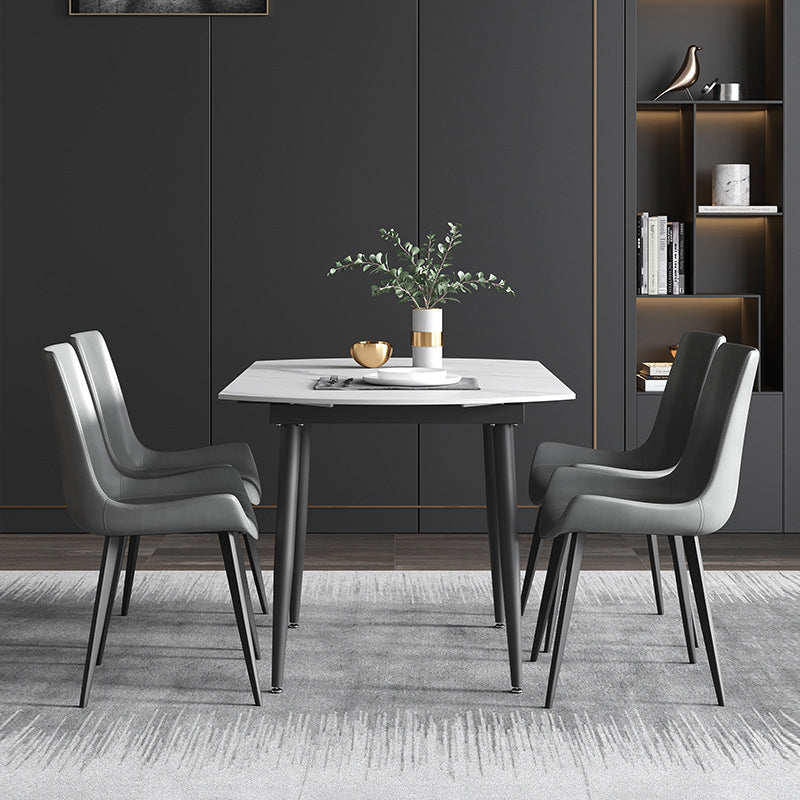 Uitschuifbare ronde tafel van gesinterd stenen blad voor restaurant Moderne eettafel met 4 poten