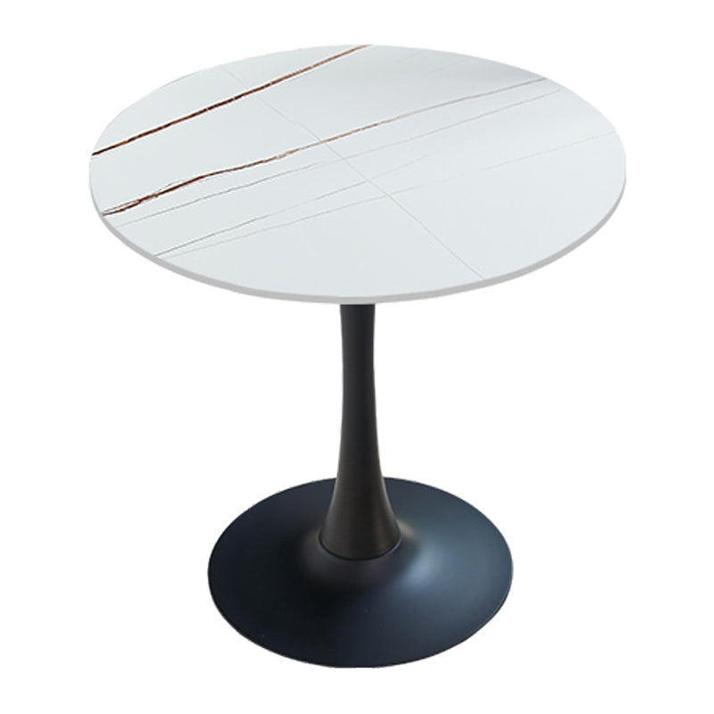 Mesa de comedor redonda Simplicity de piedra sinterizada con base de tulipán negro