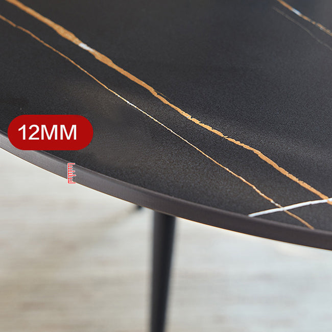 Mesa de comedor redonda Simplicity de piedra sinterizada con base de tulipán negro