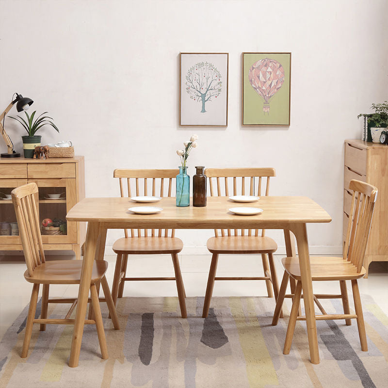 Eenvoud rechthoek eettafel eiken vaste houten tafel met 4 poten voor eetkamer
