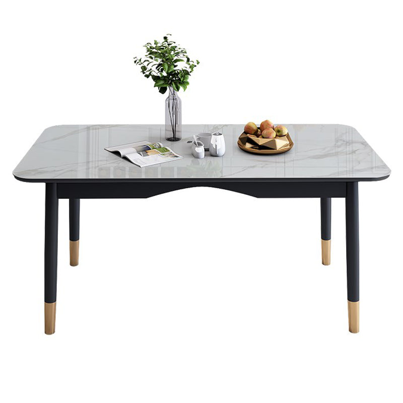 Mesa de comedor de lujo tradicional Mesa de piedra sinterizada con 4 piernas negras para el comedor