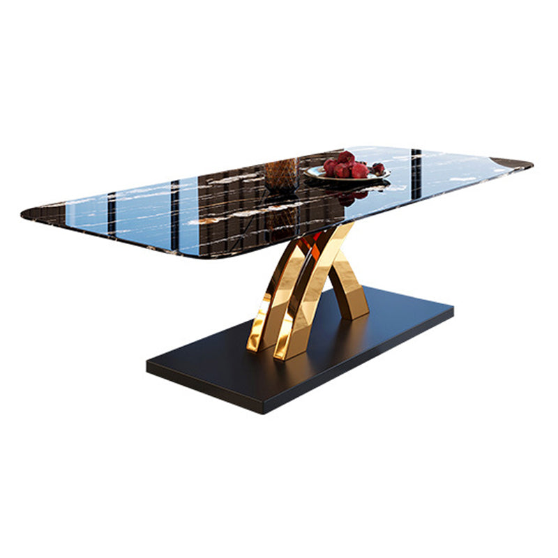 Traditional Luxury Dining Table Sintered Stone Table with Pedestal Base for Dining Room