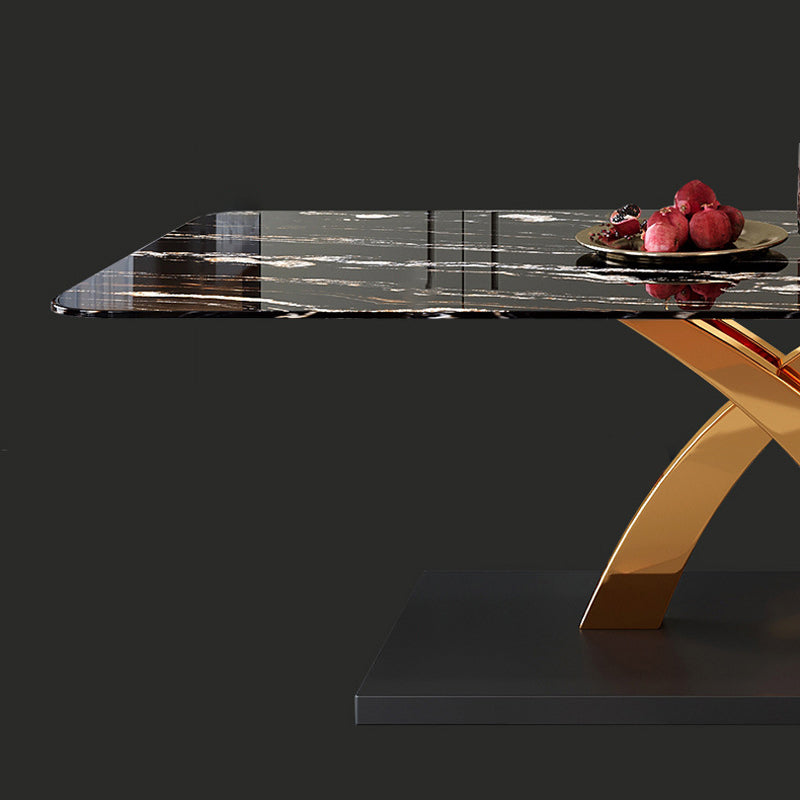 Traditional Luxury Dining Table Sintered Stone Table with Pedestal Base for Dining Room