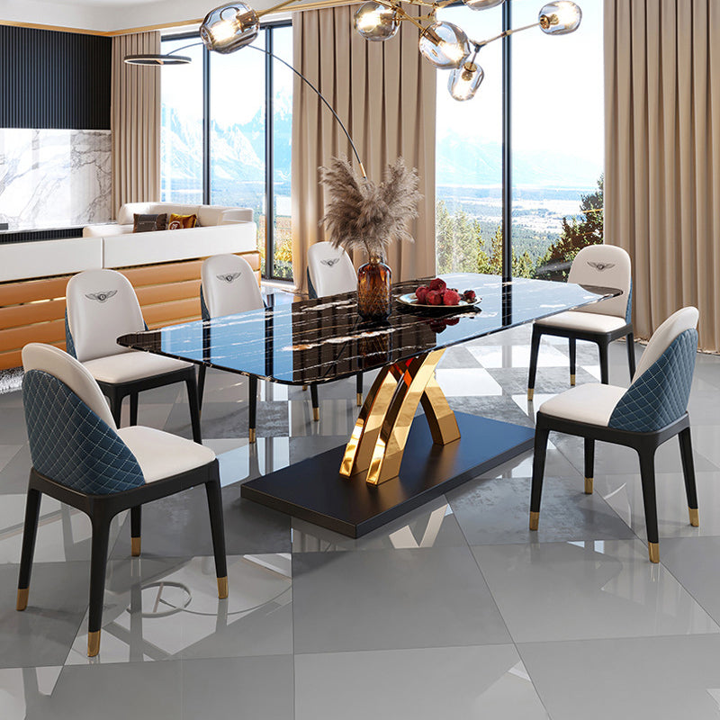 Traditional Luxury Dining Table Sintered Stone Table with Pedestal Base for Dining Room