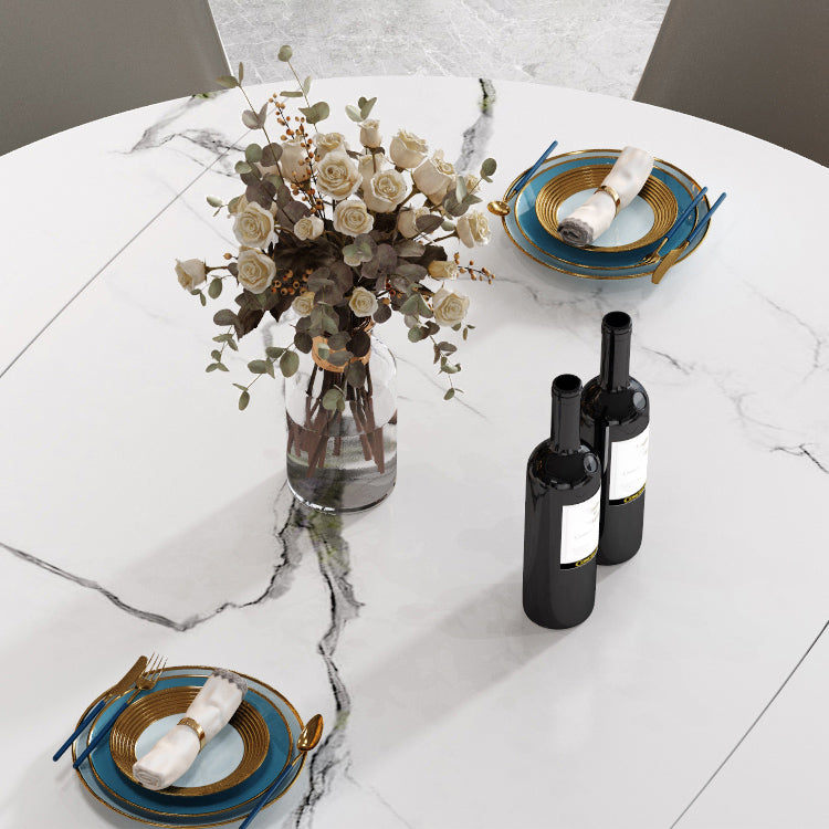 Sintered Stone Top Extendable Round Table for Restaurant Modern Dining Table with 4 Legs