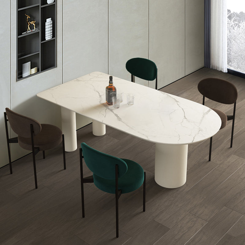 Simplicity Style Sintered Stone Dining Table 3 Legs Base 55" Wide Freeform Table for Home