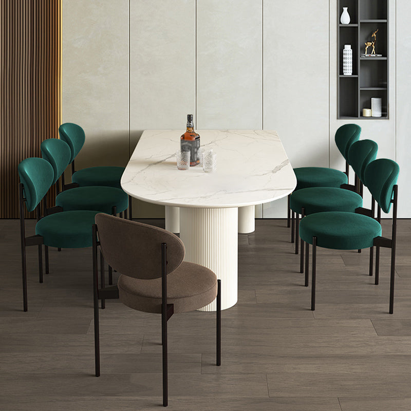 Simplicity Style Sintered Stone Dining Table 3 Legs Base 55" Wide Freeform Table for Home