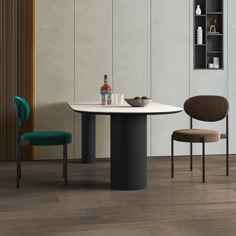 Simplicity Style Sintered Stone Dining Table 3 Legs Base 55" Wide Freeform Table for Home