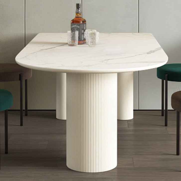 Simplicity Style Sintered Stone Dining Table 3 Legs Base 55" Wide Freeform Table for Home