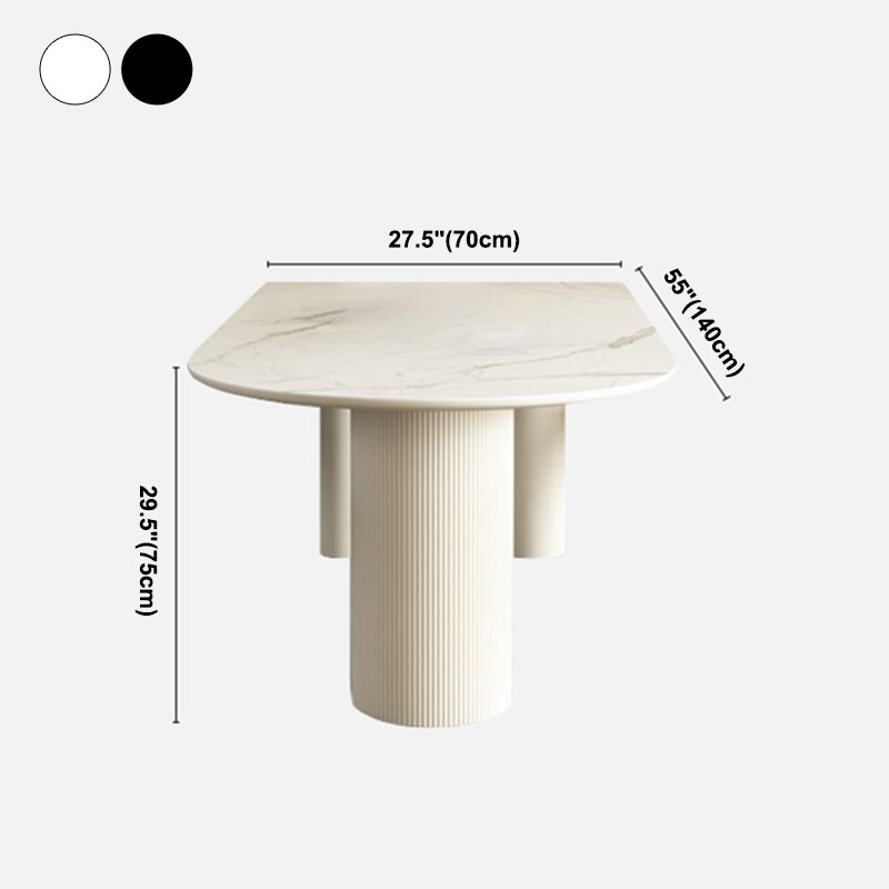 Simplicity Style Sintered Stone Dining Table 3 Legs Base 55" Wide Freeform Table for Home