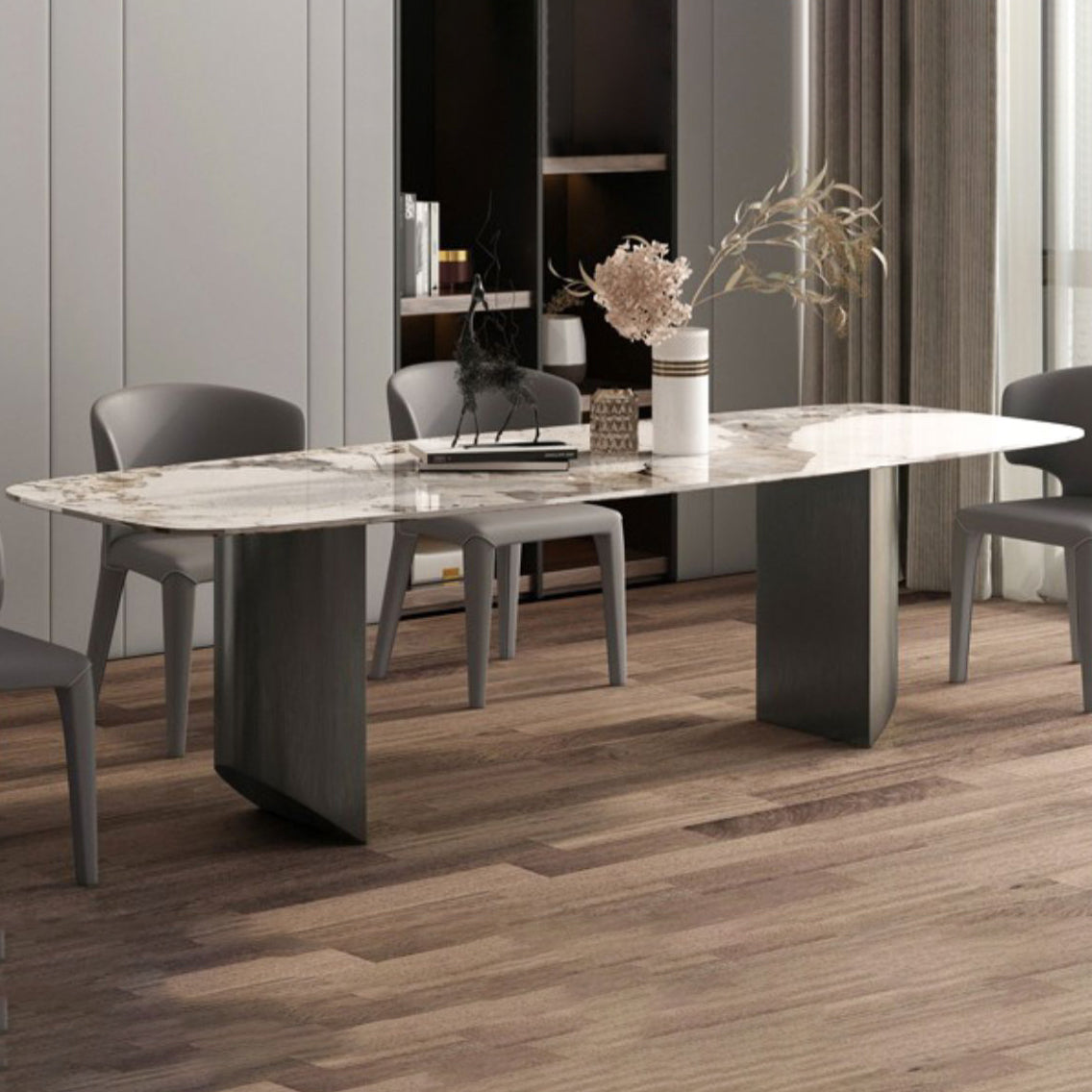 Metal Mesa Rectangular de Luxury Metal Mesa de interior de piedra sinterizada para cocina y comedor
