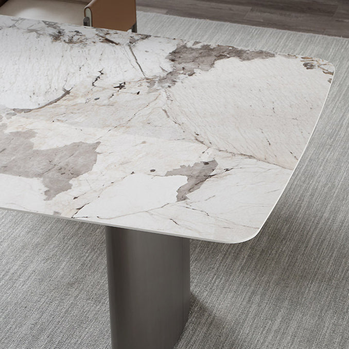 Metaal traditionele luxe rechthoek binnen tafel gesinterde stenen tafel voor eetkamer en keuken