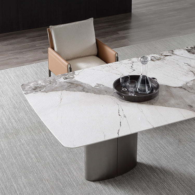 Metaal traditionele luxe rechthoek binnen tafel gesinterde stenen tafel voor eetkamer en keuken