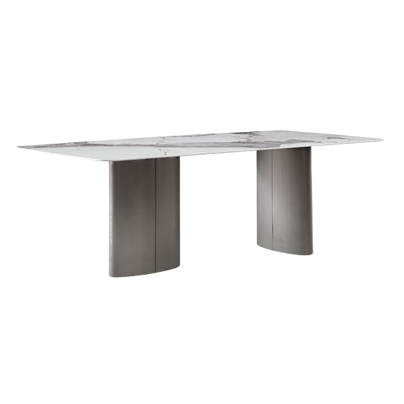 Metaal traditionele luxe rechthoek binnen tafel gesinterde stenen tafel voor eetkamer en keuken