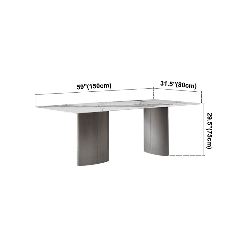 Metaal traditionele luxe rechthoek binnen tafel gesinterde stenen tafel voor eetkamer en keuken