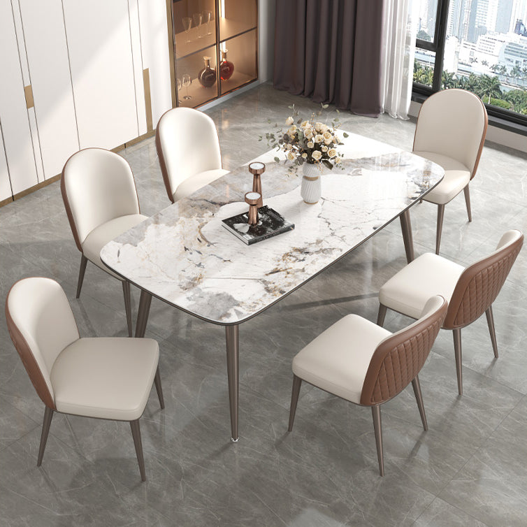 Luxusstil Home Sintered Stone Esstisch 4 Beine Basis Rechtecktisch
