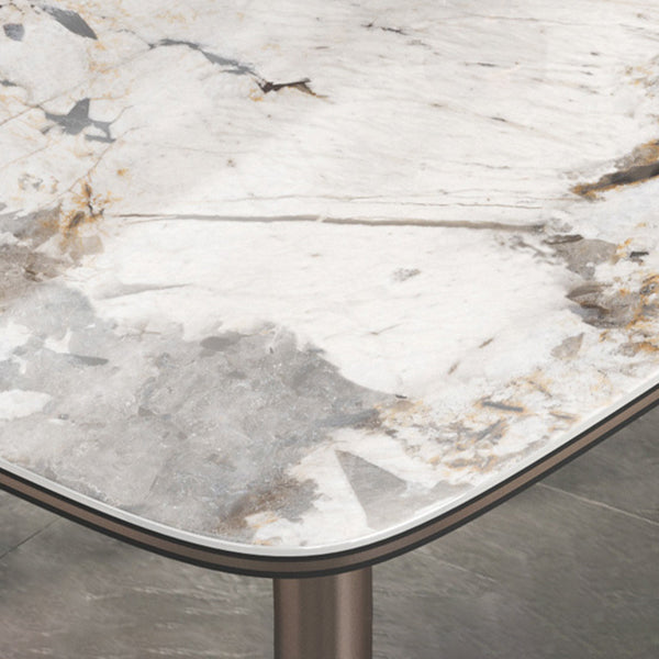 Luxusstil Home Sintered Stone Esstisch 4 Beine Basis Rechtecktisch