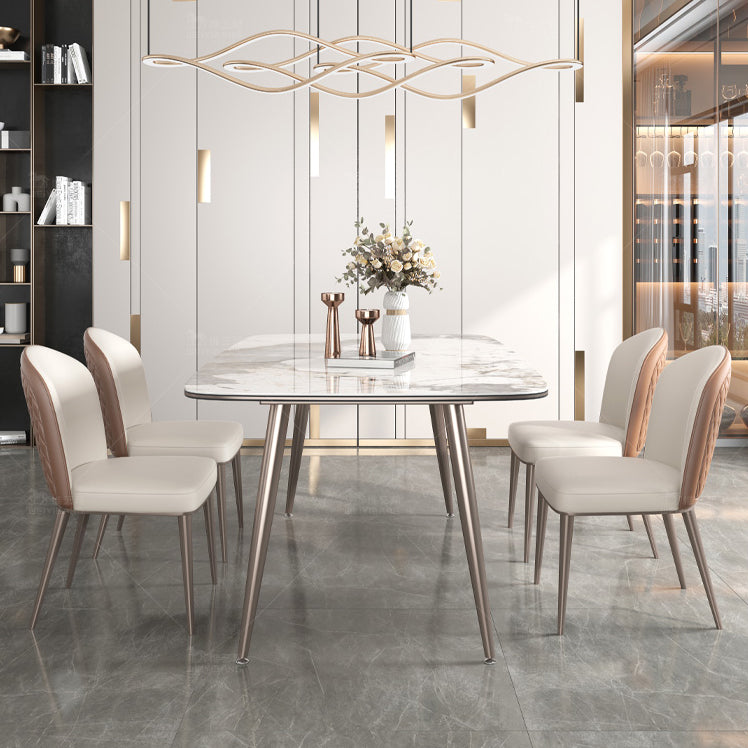 Luxusstil Home Sintered Stone Esstisch 4 Beine Basis Rechtecktisch