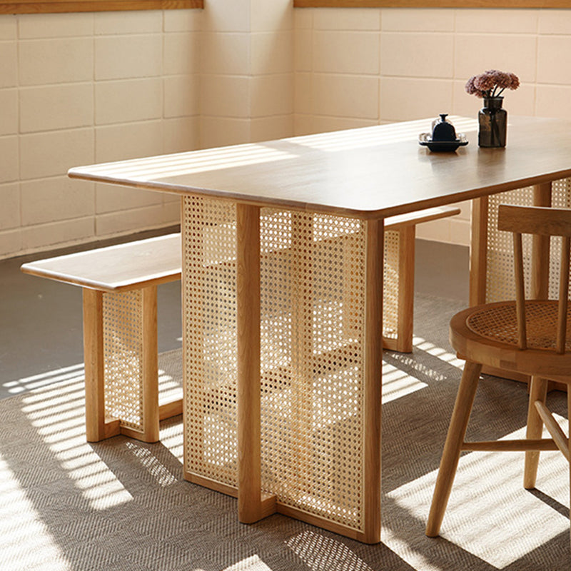 Glam Rectangle Shape Solid Wood Dining Table Khaki Standard Dining Table for Kitchen