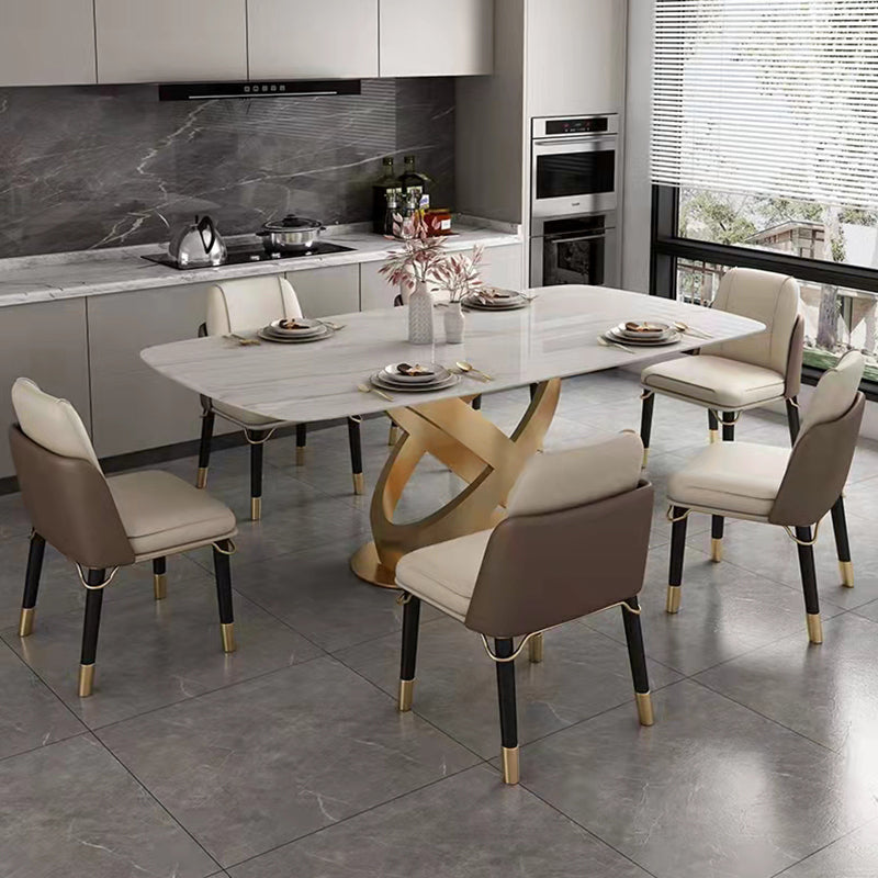 Traditional Luxury Stainless Steel Table Rectangle Dining Table for Home