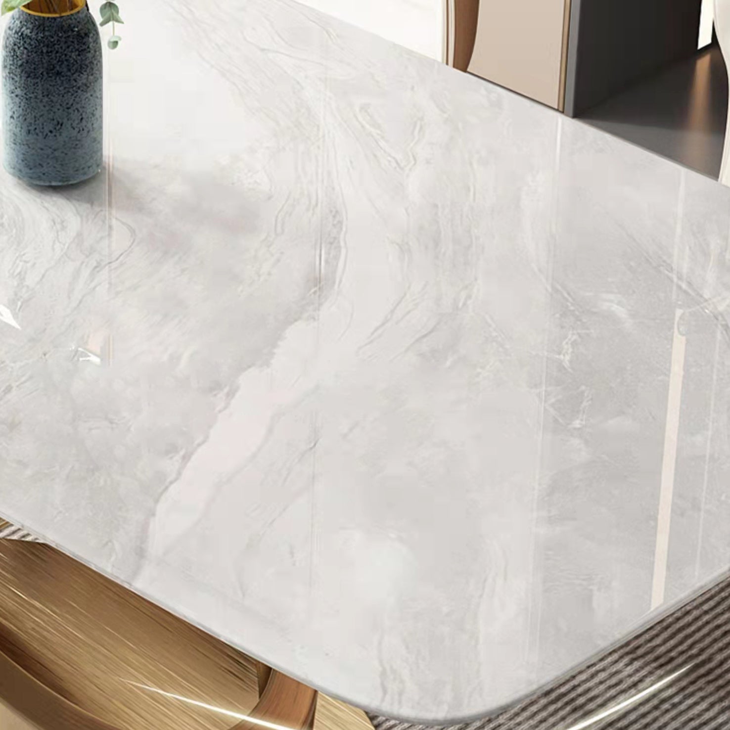 Traditional Luxury Stainless Steel Table Rectangle Dining Table for Home