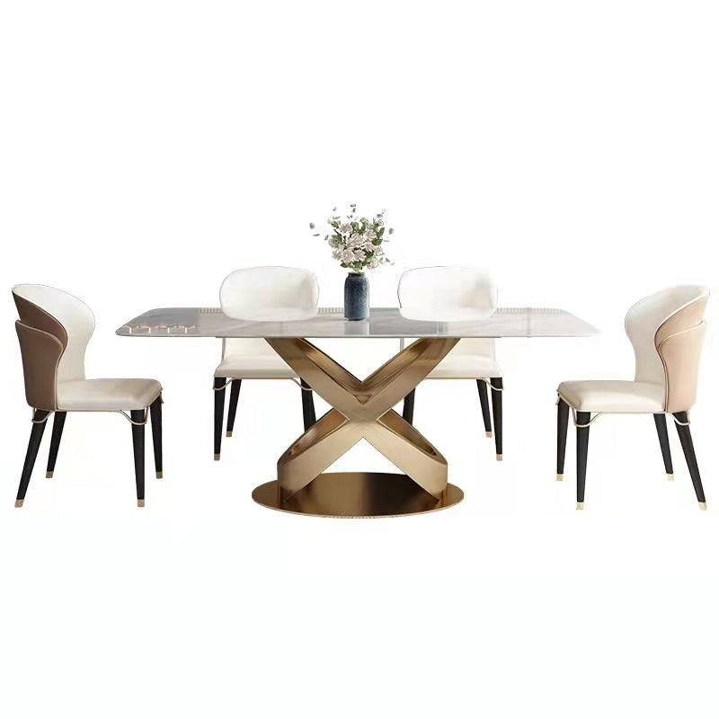 Traditional Luxury Stainless Steel Table Rectangle Dining Table for Home