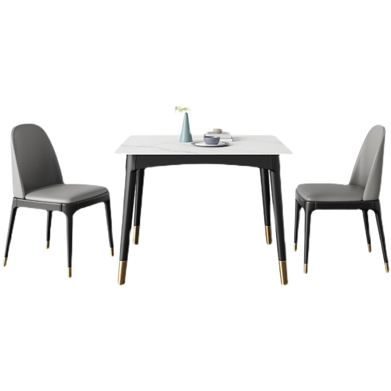 Industrial Sintered Stone Kitchen Dining Table Square Shape Standard Dining Table with 4 Legs Base