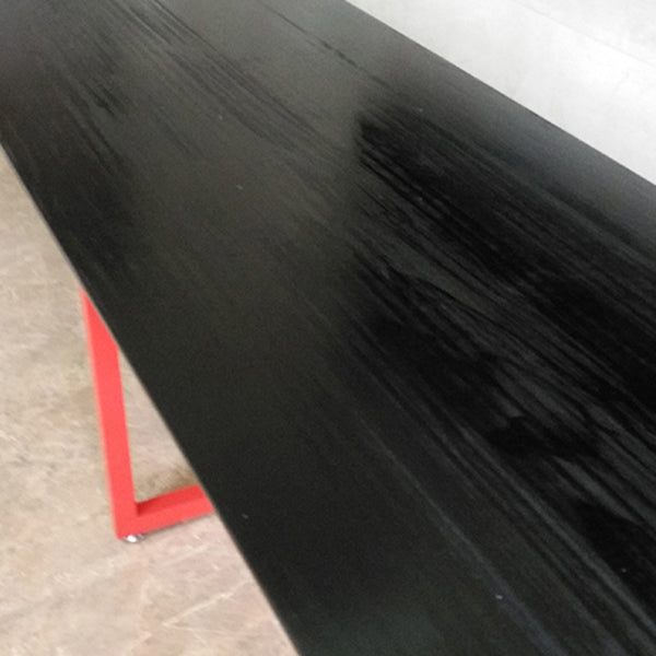 Mesa de comedor de rectángulo industrial de metal mesa de madera maciza para comedor