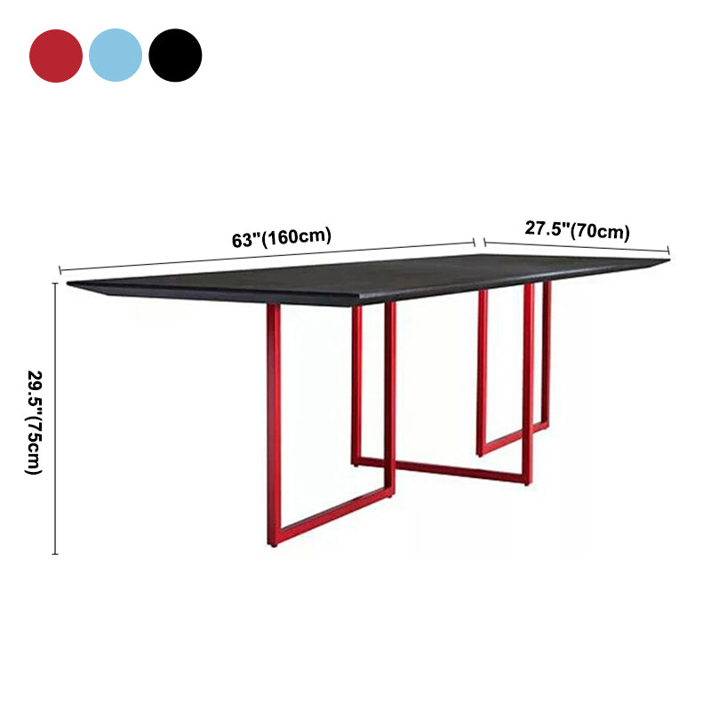 Mesa de comedor de rectángulo industrial de metal mesa de madera maciza para comedor