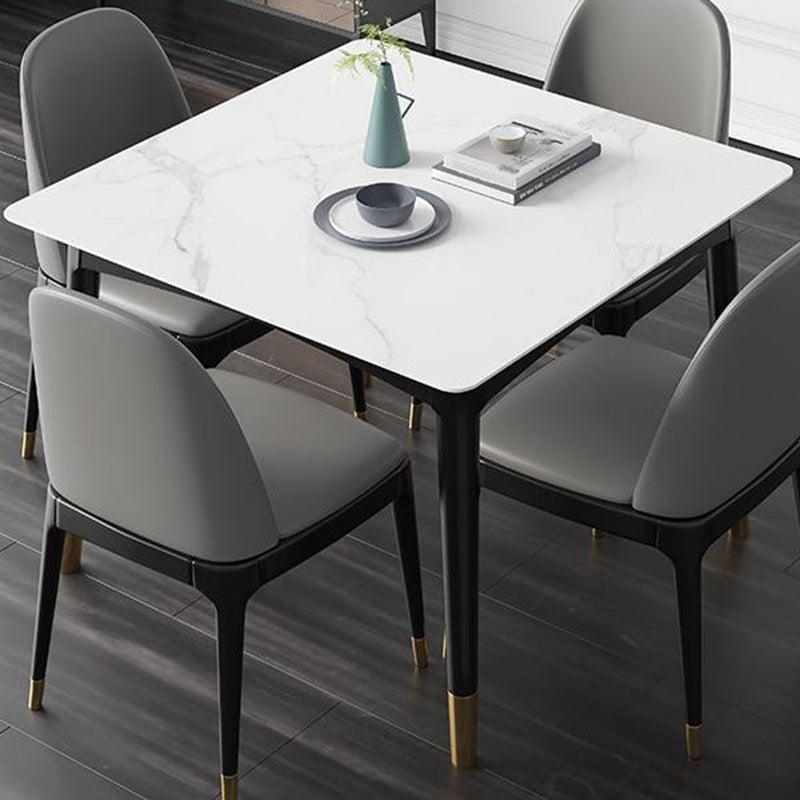 Industrial Square Shape Kitchen Dining Table Sintered Stone Dining Table with 4 Legs Table