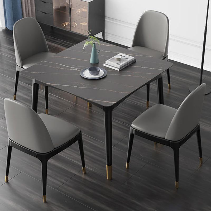 Industrial Square Shape Kitchen Dining Table Sintered Stone Dining Table with 4 Legs Table