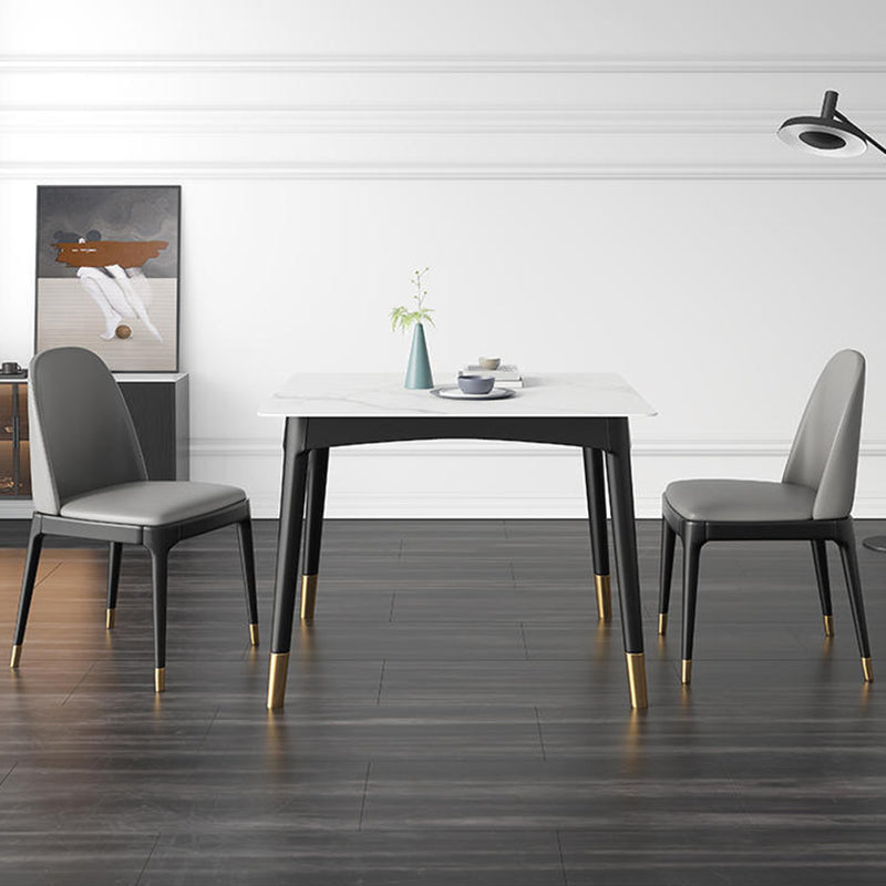 Industrial Square Shape Kitchen Dining Table Sintered Stone Dining Table with 4 Legs Table
