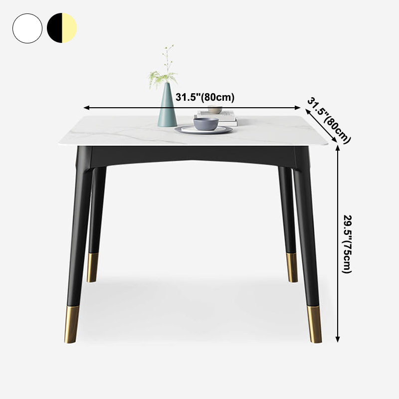 Industrial Square Shape Kitchen Dining Table Sintered Stone Dining Table with 4 Legs Table