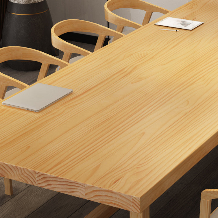 Mesa de comedor informal rectangular, mesa con base de caballete de Color madera, madera maciza de pino