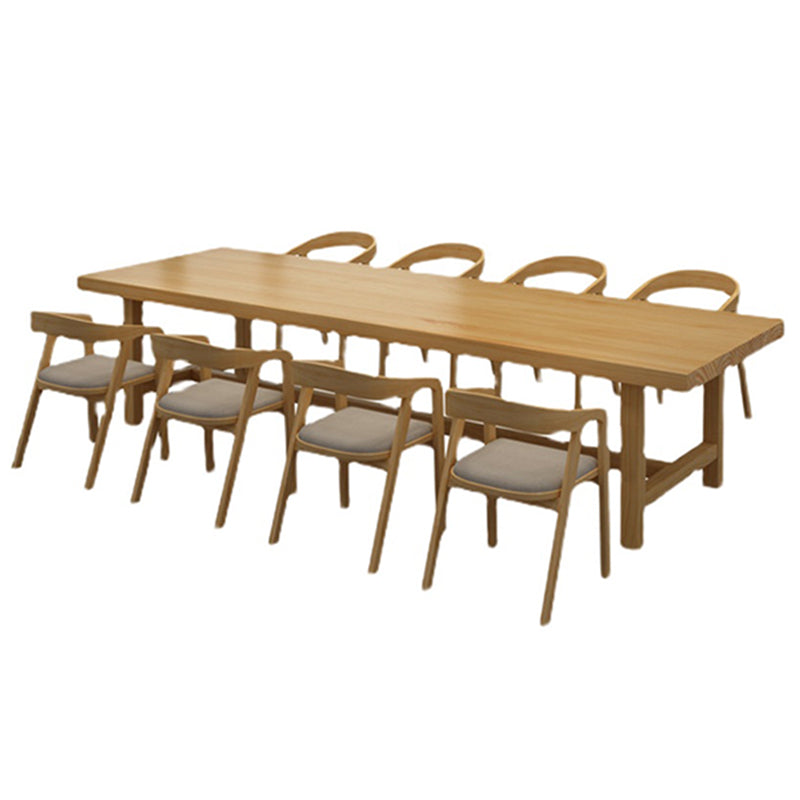 Mesa de comedor informal rectangular, mesa con base de caballete de Color madera, madera maciza de pino