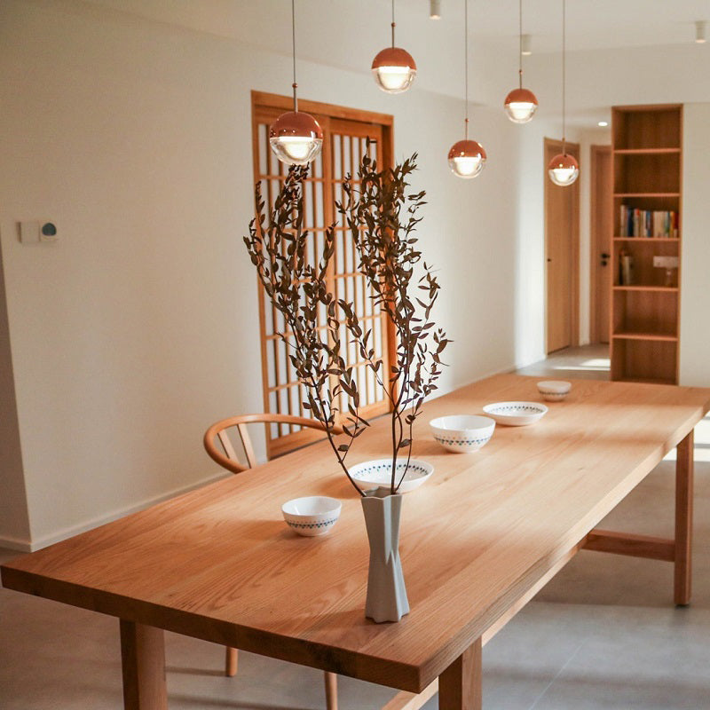 Mesa de comedor moderna con base de caballete rectangular, mesa fija de madera maciza