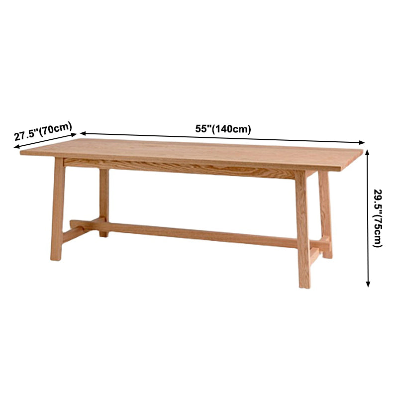 Mesa de comedor moderna con base de caballete rectangular, mesa fija de madera maciza