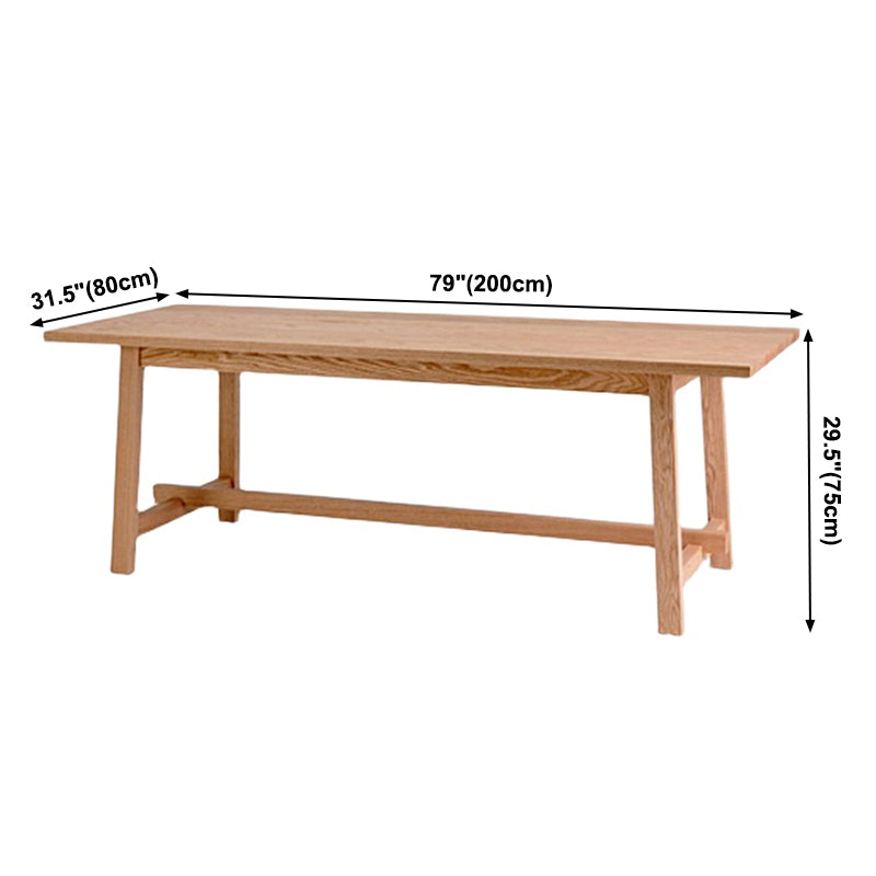 Mesa de comedor moderna con base de caballete rectangular, mesa fija de madera maciza