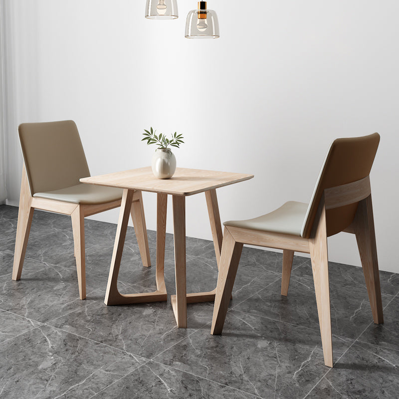 Square Wood Color Dining Table Solid Wood Table Industrial with Double Pedestal