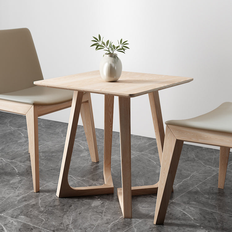 Square Wood Color Dining Table Solid Wood Table Industrial with Double Pedestal