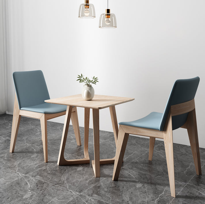 Square Wood Color Dining Table Solid Wood Table Industrial with Double Pedestal