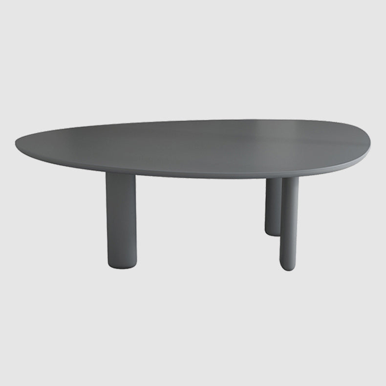 Oval Solid Wood Dining Table in Grey/Black Modern Table with 4 Legs for Restaurant