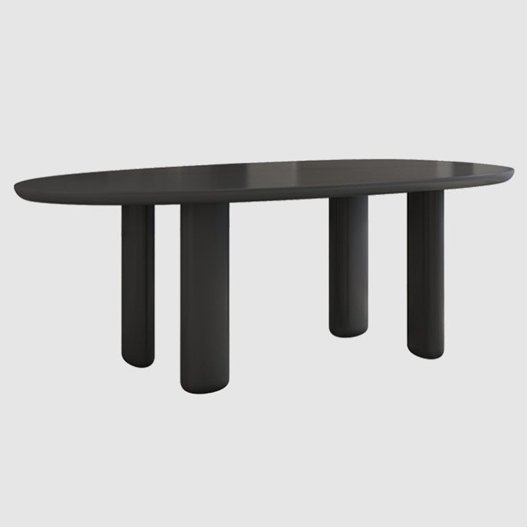 Oval Solid Wood Dining Table in Grey/Black Modern Table with 4 Legs for Restaurant