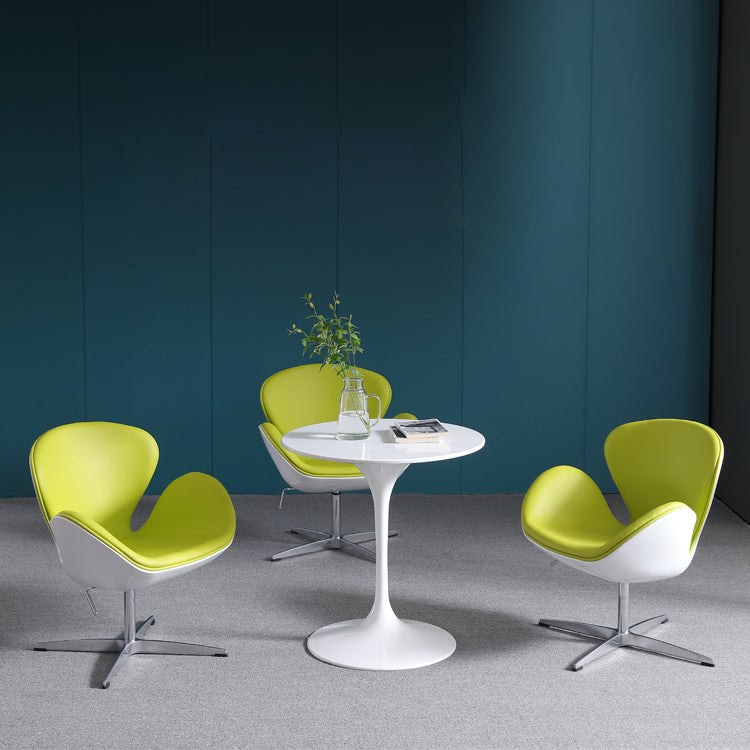 Mesa de comedor redonda Simplicity, mesa de piedra sinterizada con base de tulipán blanco para comedor