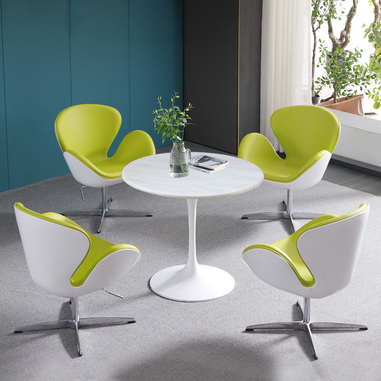 Mesa de comedor redonda Simplicity, mesa de piedra sinterizada con base de tulipán blanco para comedor